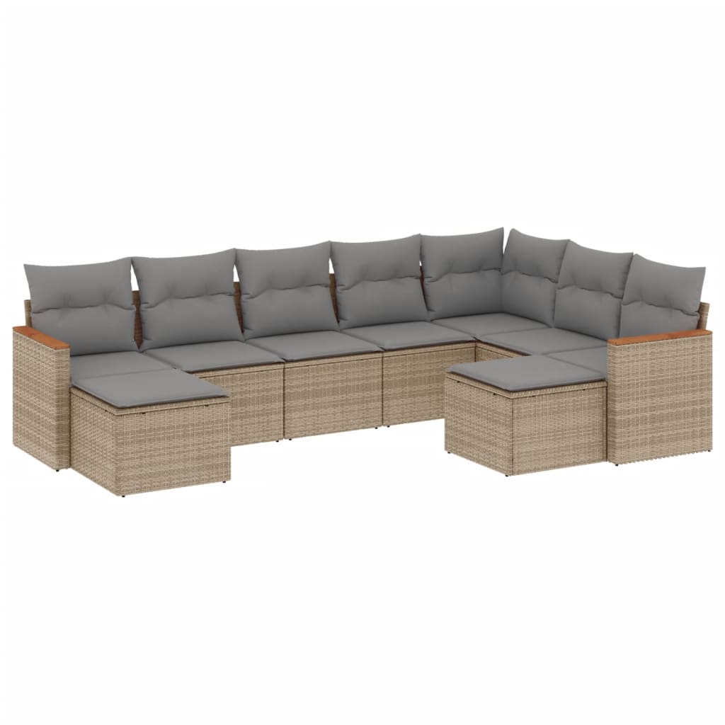 vidaXL Patio Sofa Set 9-θέσια Μικτό μπεζ