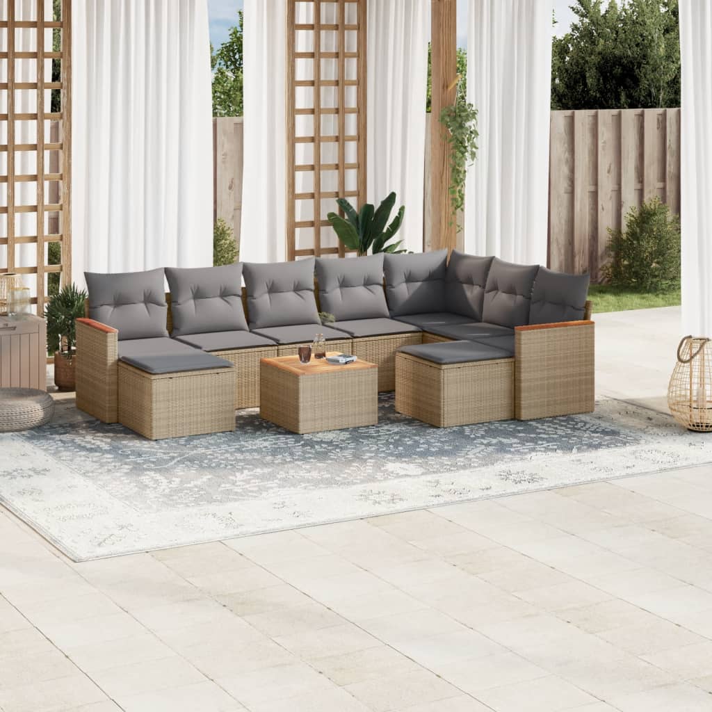 vidaXL Patio Sofa Set 10-θέσια Μικτό μπεζ