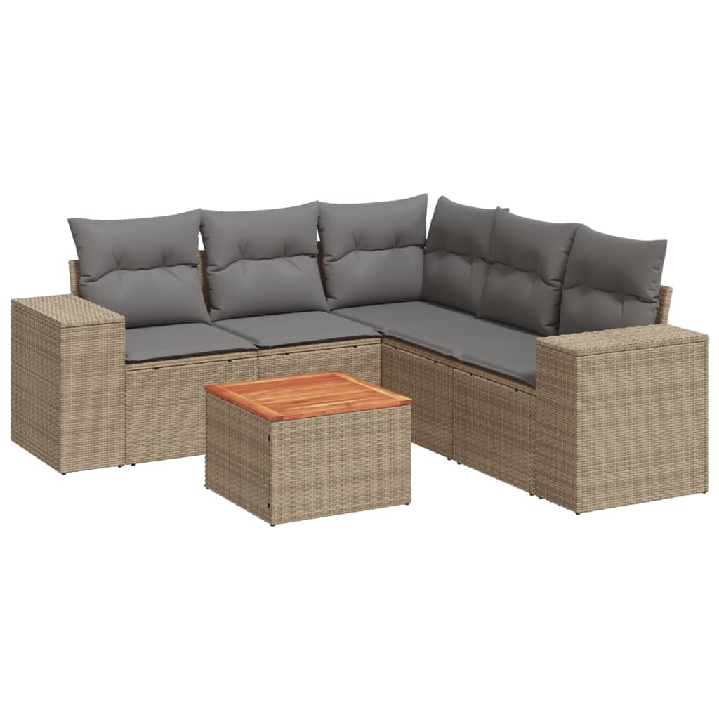 vidaXL Patio Sofa Set 5-θέσια Beige and Grey
