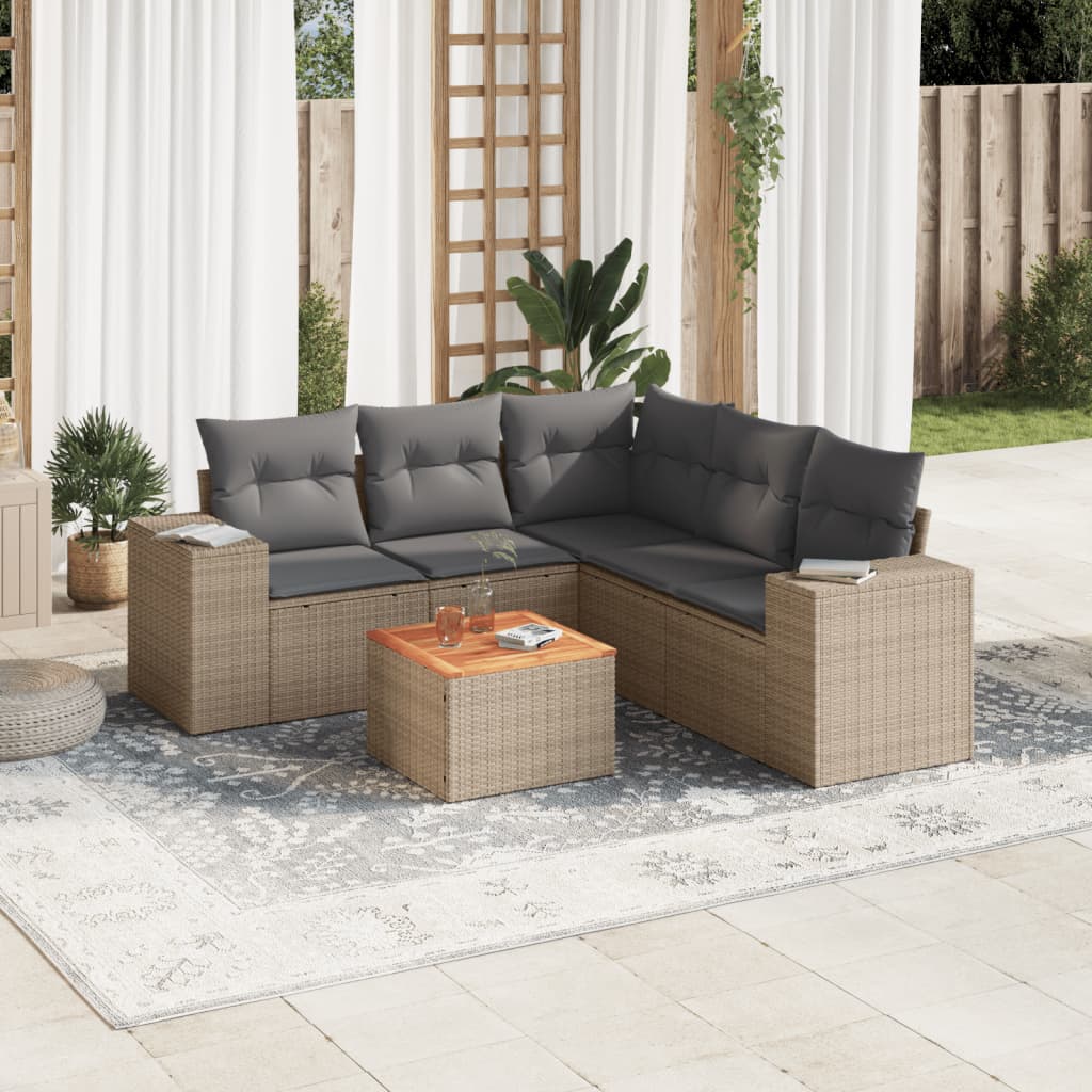 vidaXL Patio Sofa Set 5-θέσια Beige and Grey