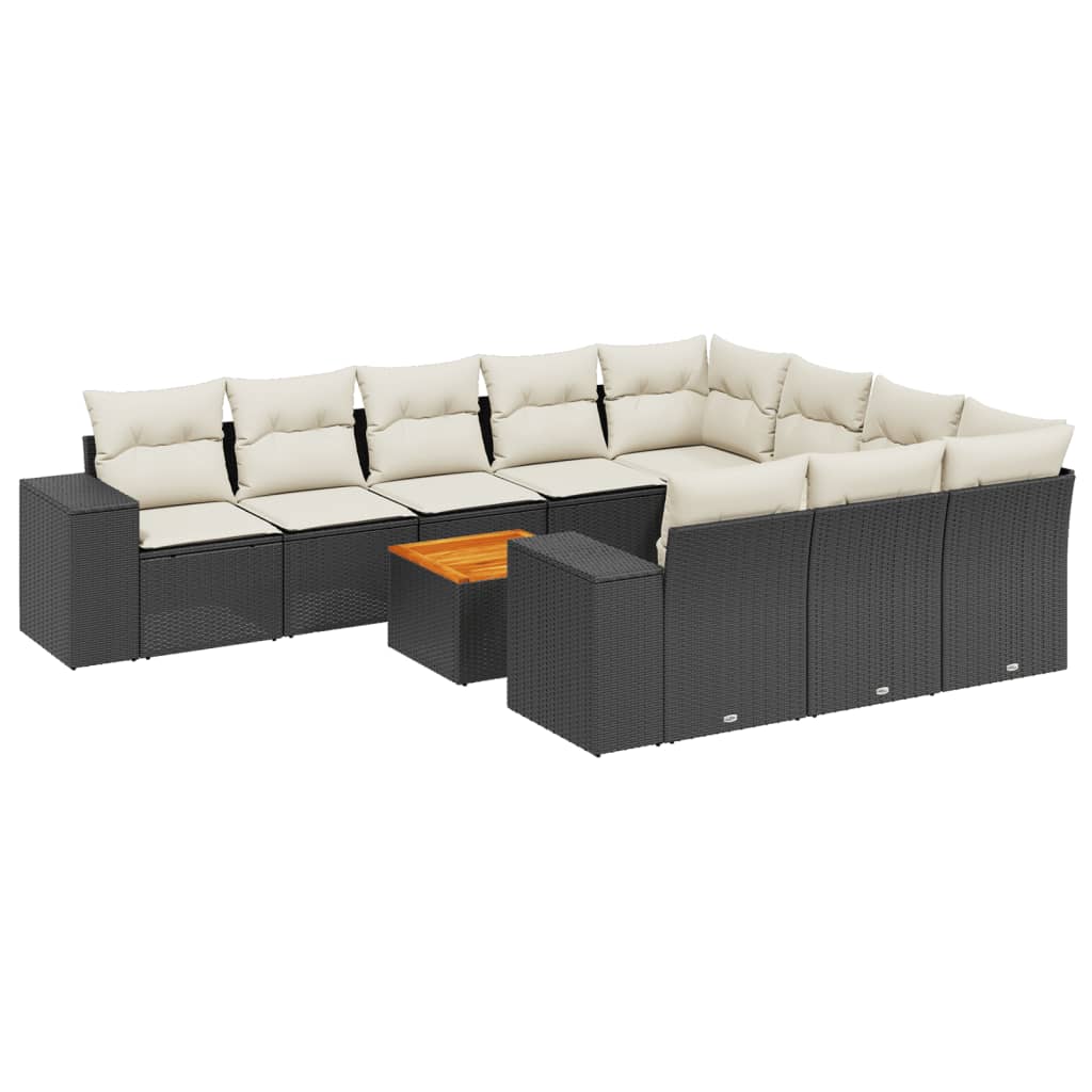vidaXL Patio Sofa Set 10-θέσια Black and Cream