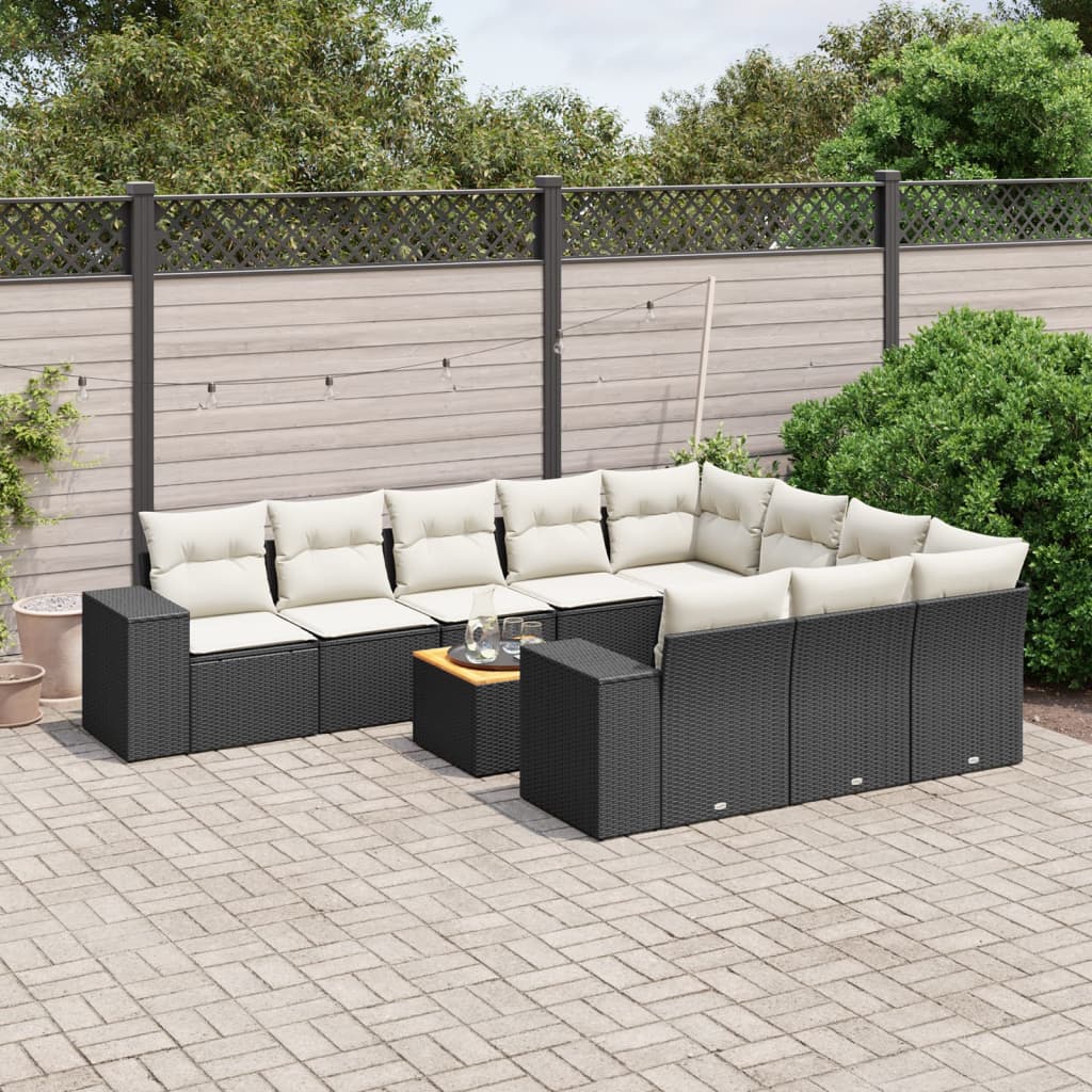 vidaXL Patio Sofa Set 10-θέσια Black and Cream