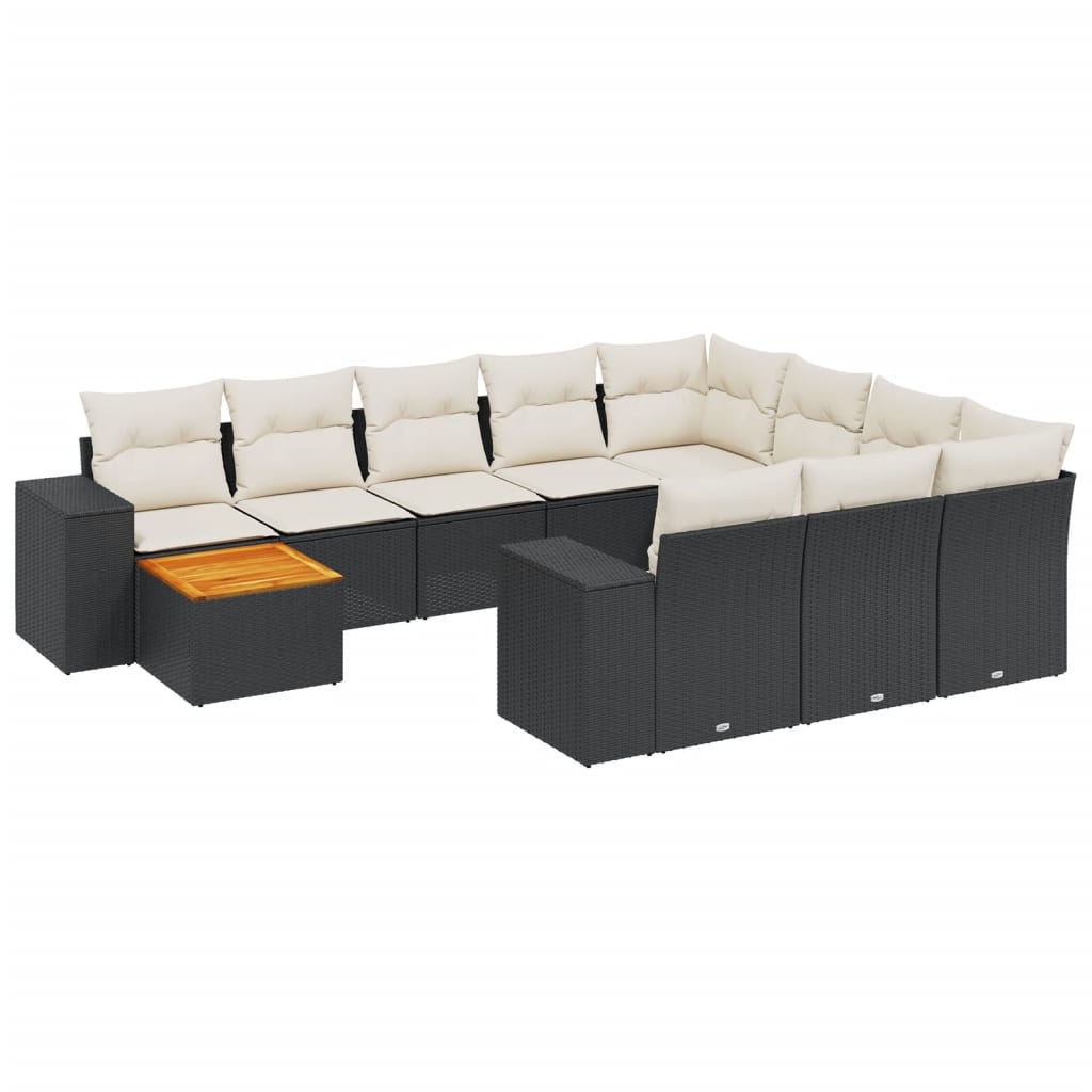 vidaXL Patio Sofa Set 10-θέσια Black and Cream