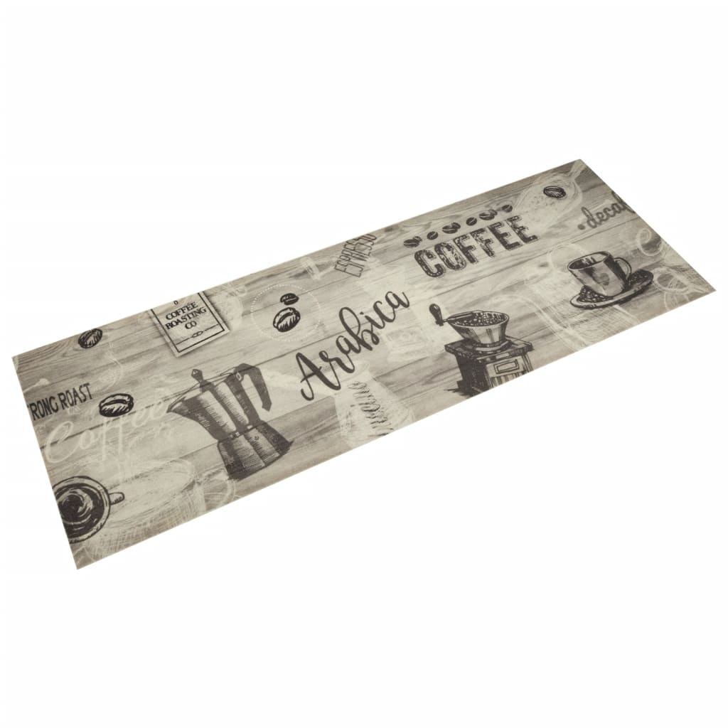 vidaXL Χαλί Κουζίνας Πλενόμενο Γκρι Επιγρ. Coffee 60x180 εκ. Βελούδο