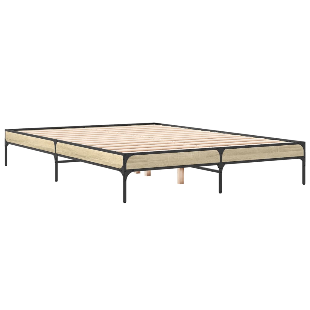 vidaXL Πλαίσιο Κρεβατιού Sonoma Δρυς 150x200 εκ. Επεξ. Ξύλο & Μέταλλο