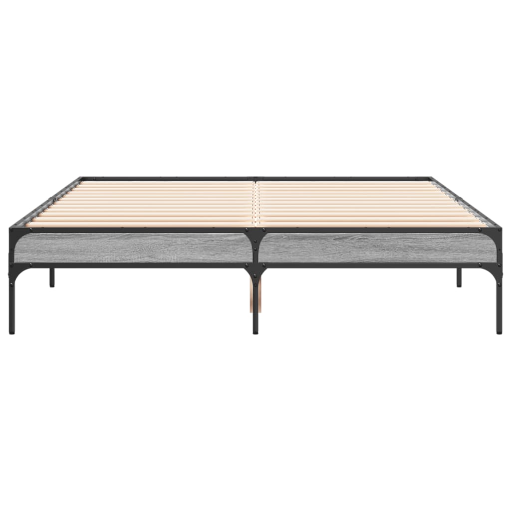 vidaXL Πλαίσιο Κρεβατιού Γκρι Sonoma 120x200 εκ. Επεξ. Ξύλο & Μέταλλο
