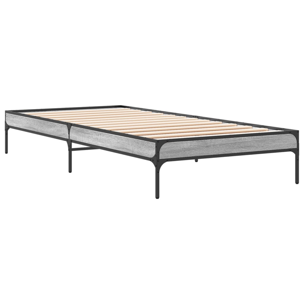 vidaXL Πλαίσιο Κρεβατιού Γκρι Sonoma 100x200 εκ. Επεξ. Ξύλο & Μέταλλο