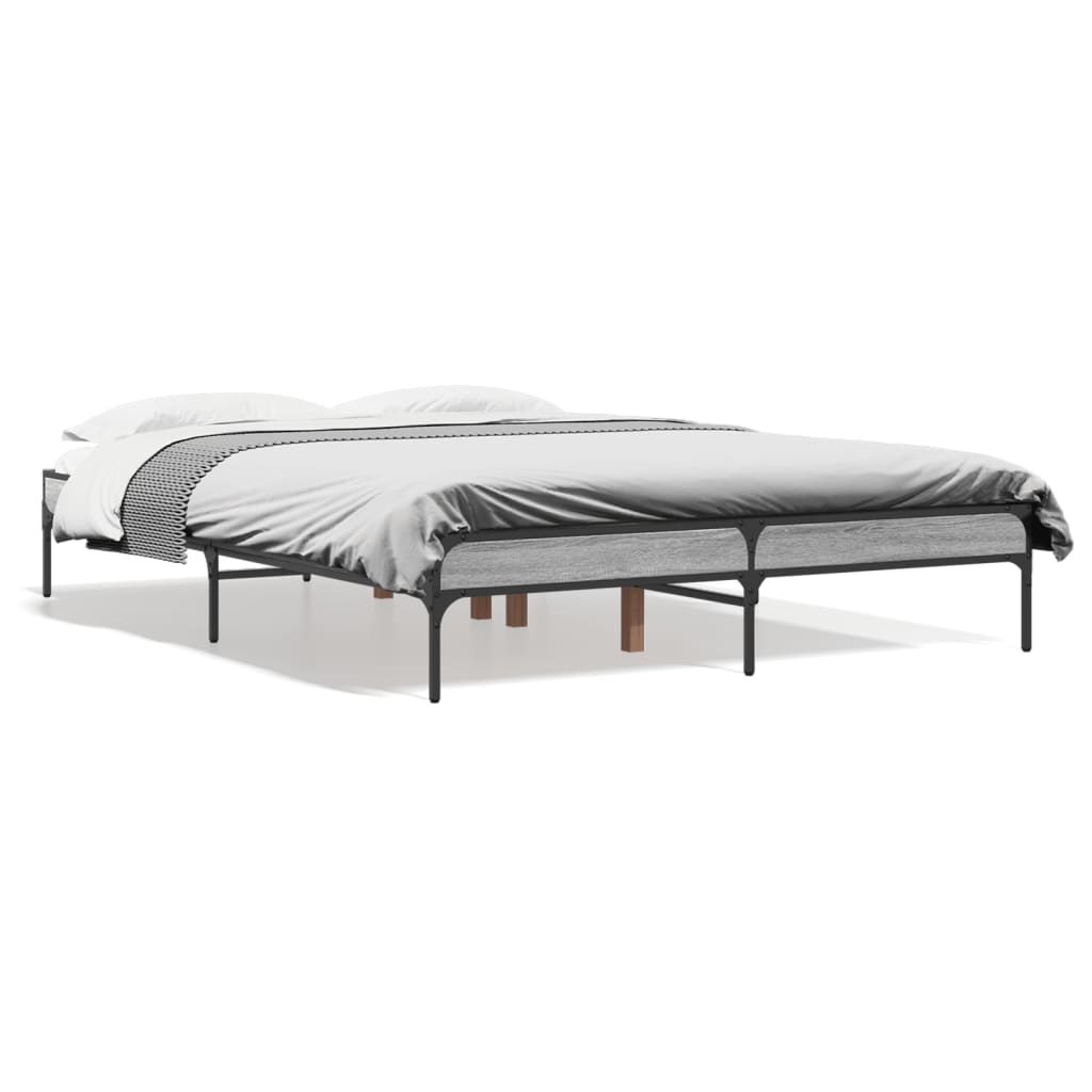 vidaXL Πλαίσιο Κρεβατιού Γκρι Sonoma 140x190 εκ. Επεξ. Ξύλο & Μέταλλο