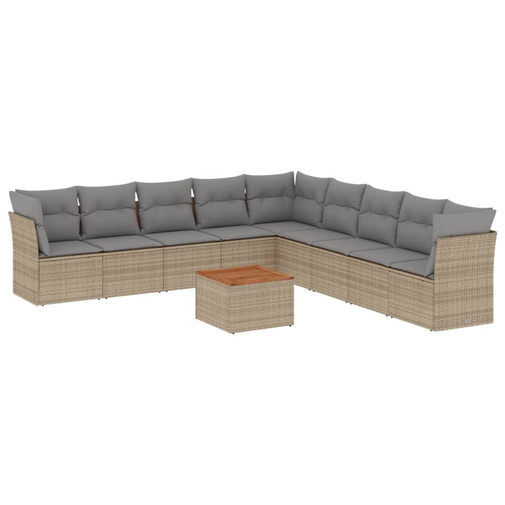 vidaXL Patio Sofa Set 9-θέσια Μίξη μπεζ και ανοιχτό γκρι