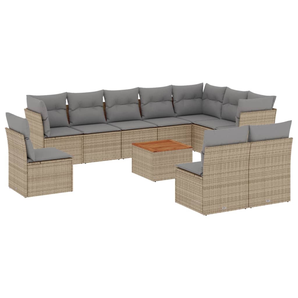 vidaXL Patio Sofa Set 10-θέσια Mix Beige and Light Grey