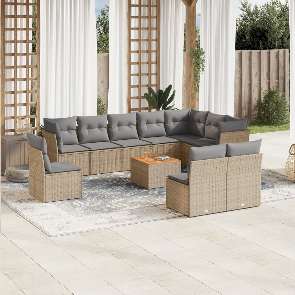 vidaXL Patio Sofa Set 10-θέσια Mix Beige and Light Grey