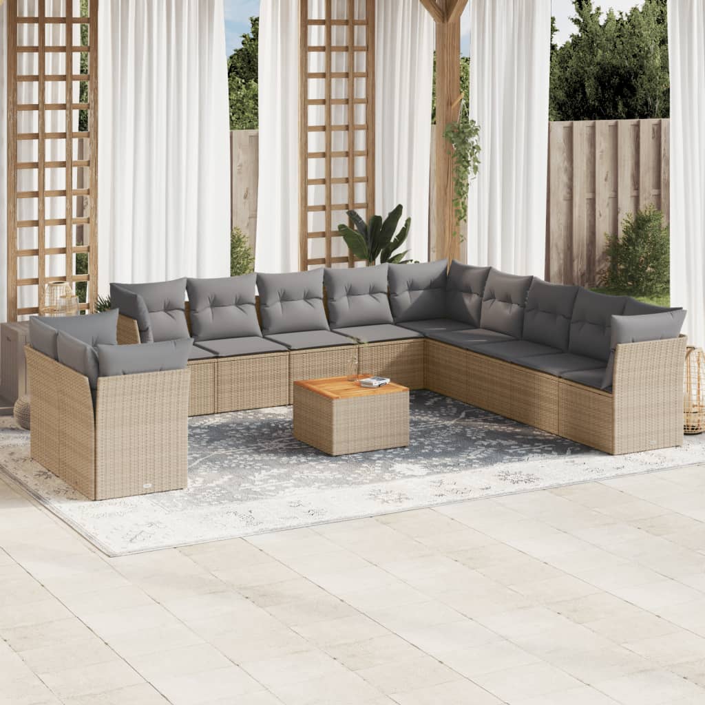 vidaXL Patio Sofa Set 11-θέσια Μίξη μπεζ και ανοιχτό γκρι