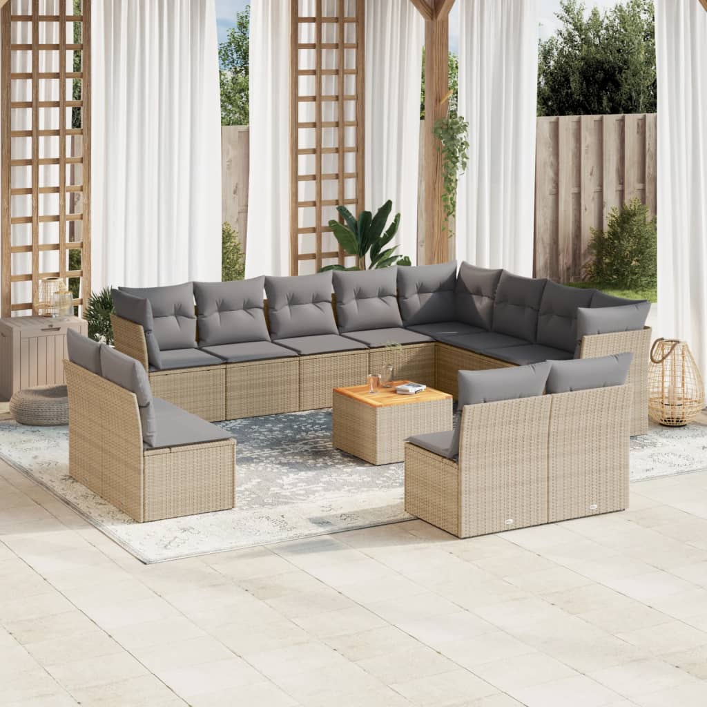 vidaXL Patio Sofa Set 12-θέσια Μίξη μπεζ και ανοιχτό γκρι