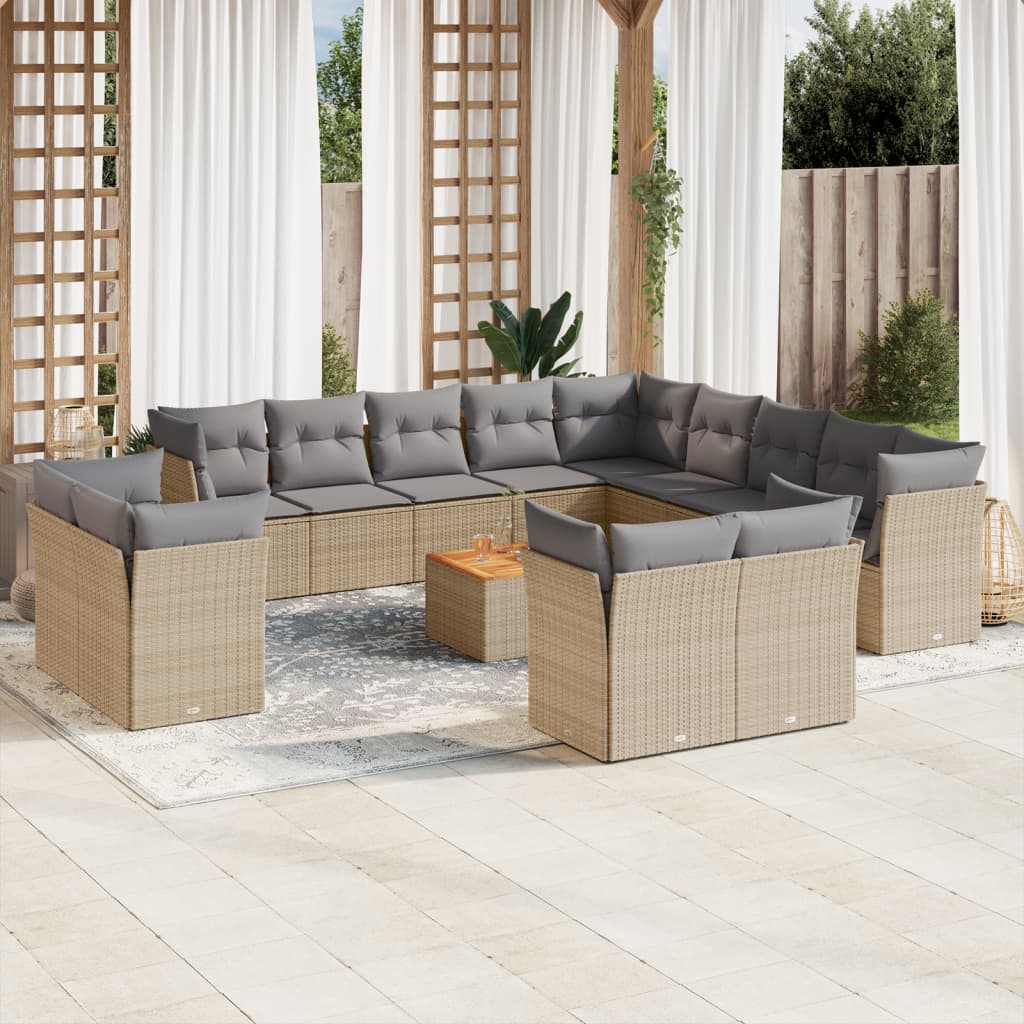 vidaXL Patio Sofa Set 7-θέσια Μίξη μπεζ και ανοιχτό γκρι