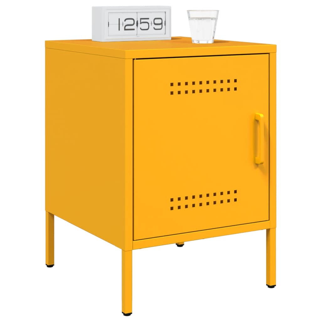 vidaXL Κομοδίνα 2 τεμ. Μουσταρδί 36x39x50,5 εκ. από Χάλυβα