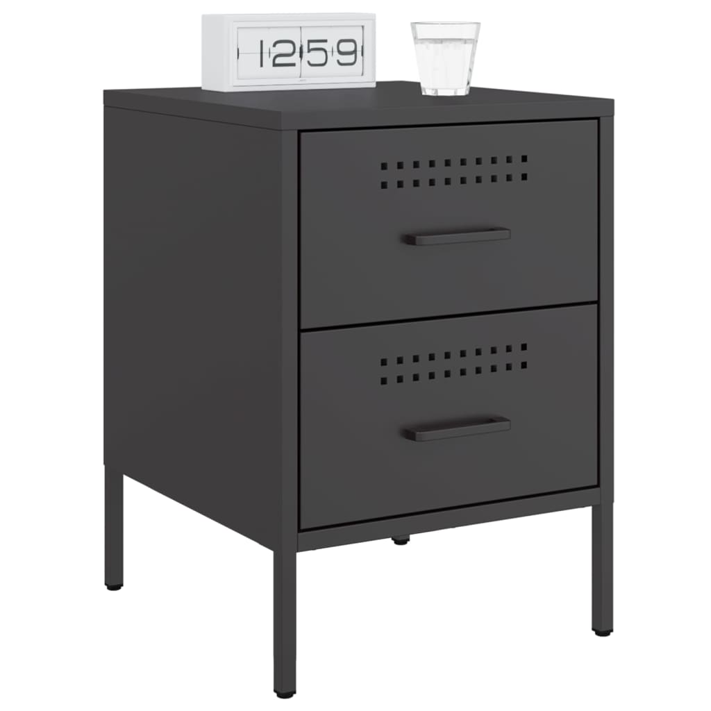 vidaXL Κομοδίνα 2 τεμ. Μαύρα 36x39x50,5 εκ. Χάλυβα