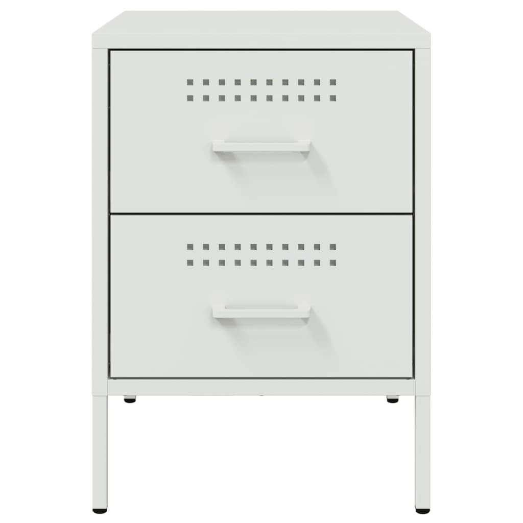 vidaXL Κομοδίνο Λευκό 36x39x50,5 εκ. από Χάλυβα