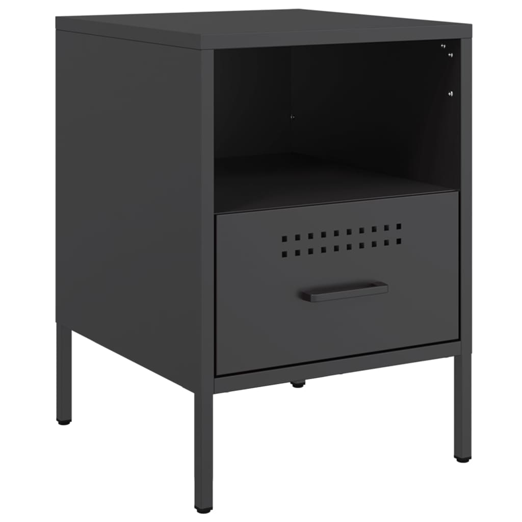 vidaXL Κομοδίνο Μαύρο 36x39x50,5 εκ. από Χάλυβα