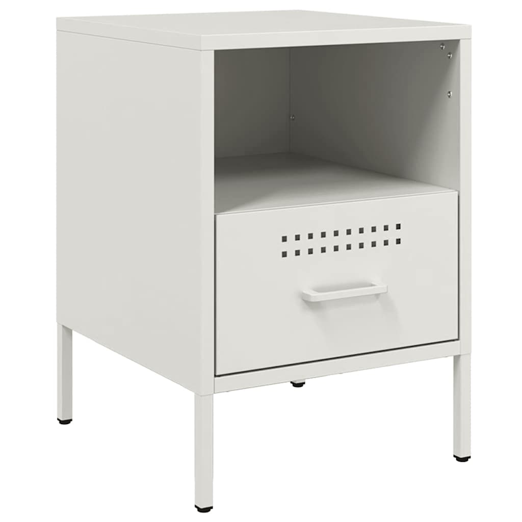 vidaXL Κομοδίνο Λευκό 36x39x50,5 εκ. από Χάλυβα