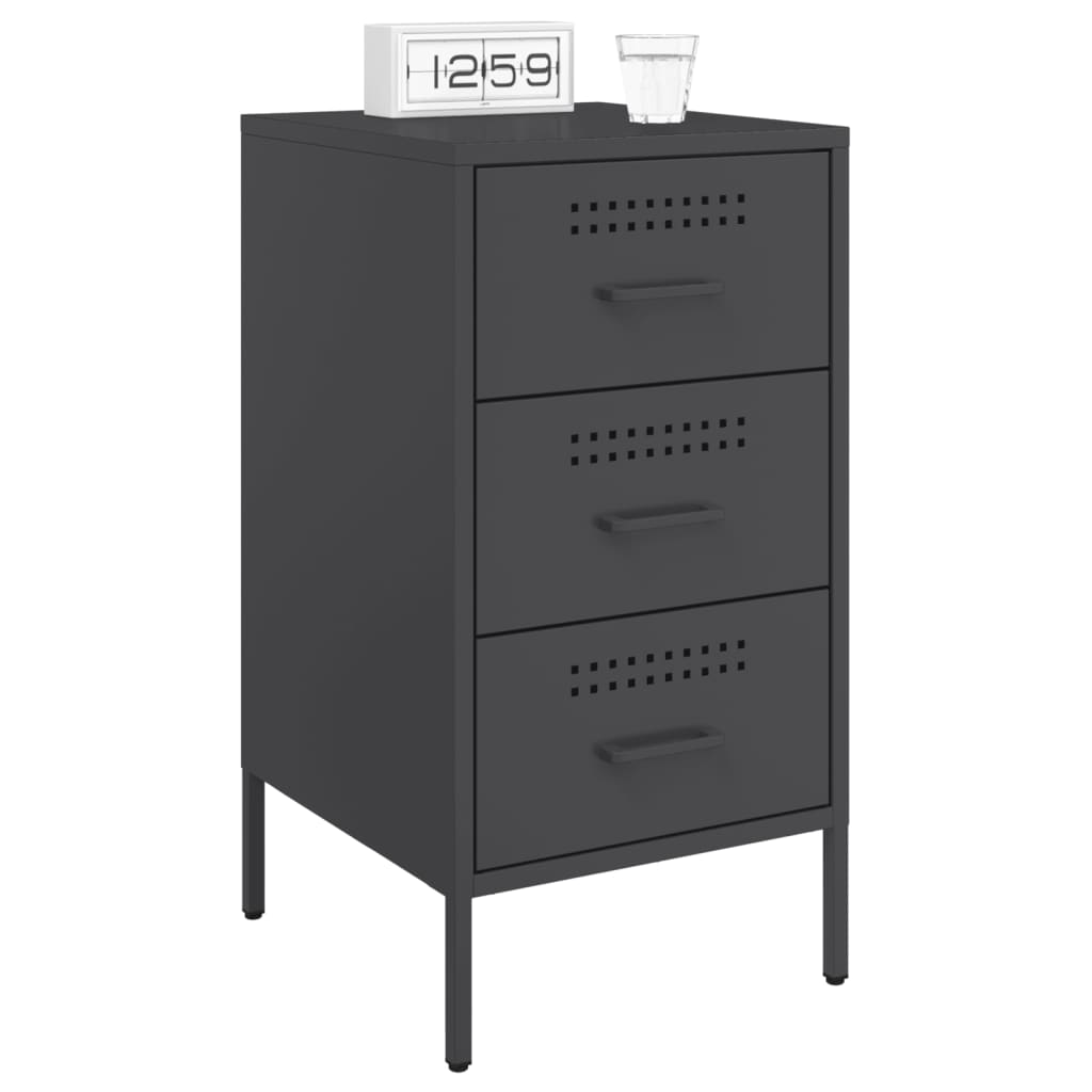vidaXL Κομοδίνα 2 τεμ. Μαύρα 36x39x68 εκ. από Χάλυβα