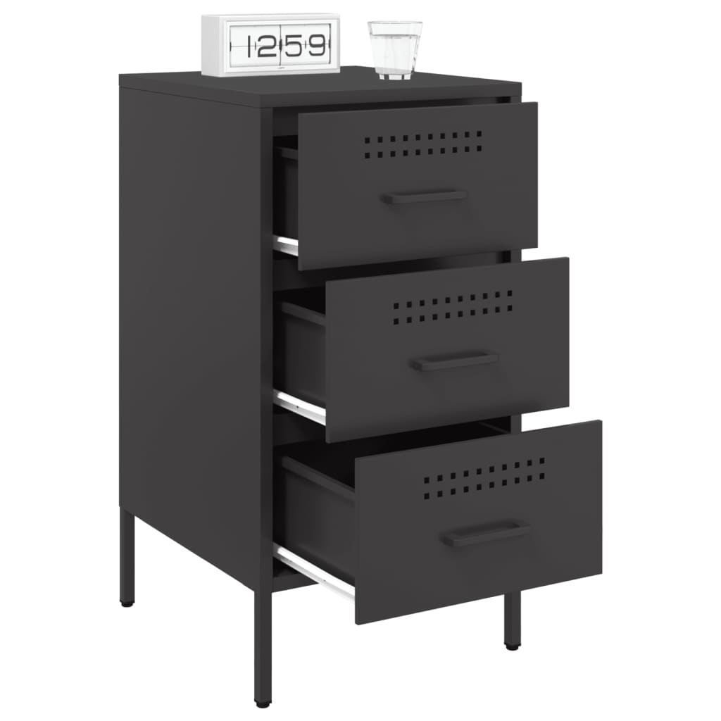 vidaXL Κομοδίνα 2 τεμ. Μαύρα 36x39x68 εκ. από Χάλυβα