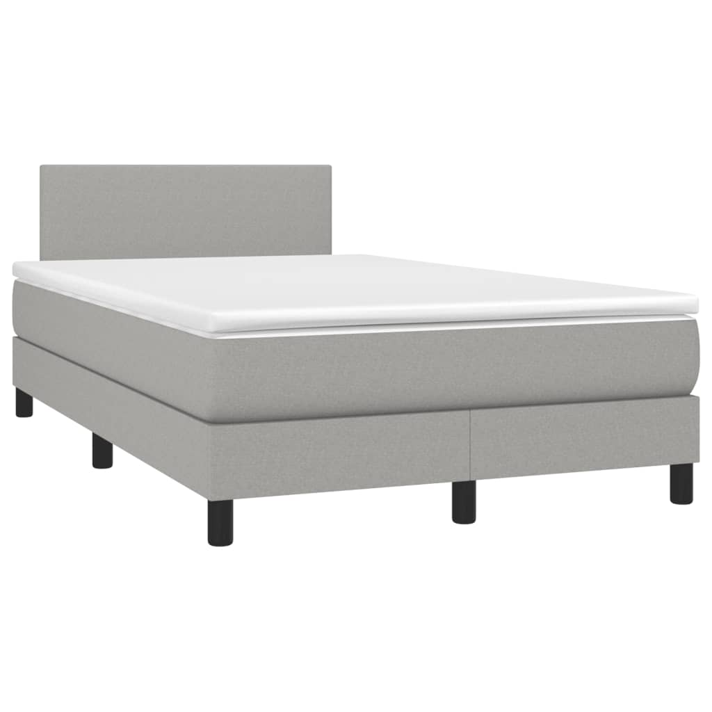 vidaXL Κρεβάτι Boxspring με Στρώμα Ανοιχτό Γκρι 120x190 εκ. Υφασμάτινο