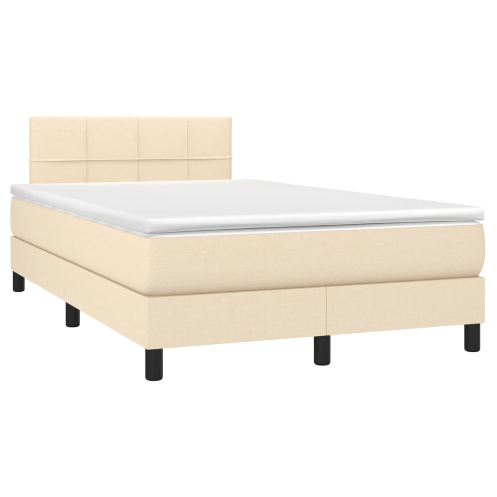 vidaXL Κρεβάτι Boxspring με Στρώμα Κρεμ 120x190 εκ. Υφασμάτινο