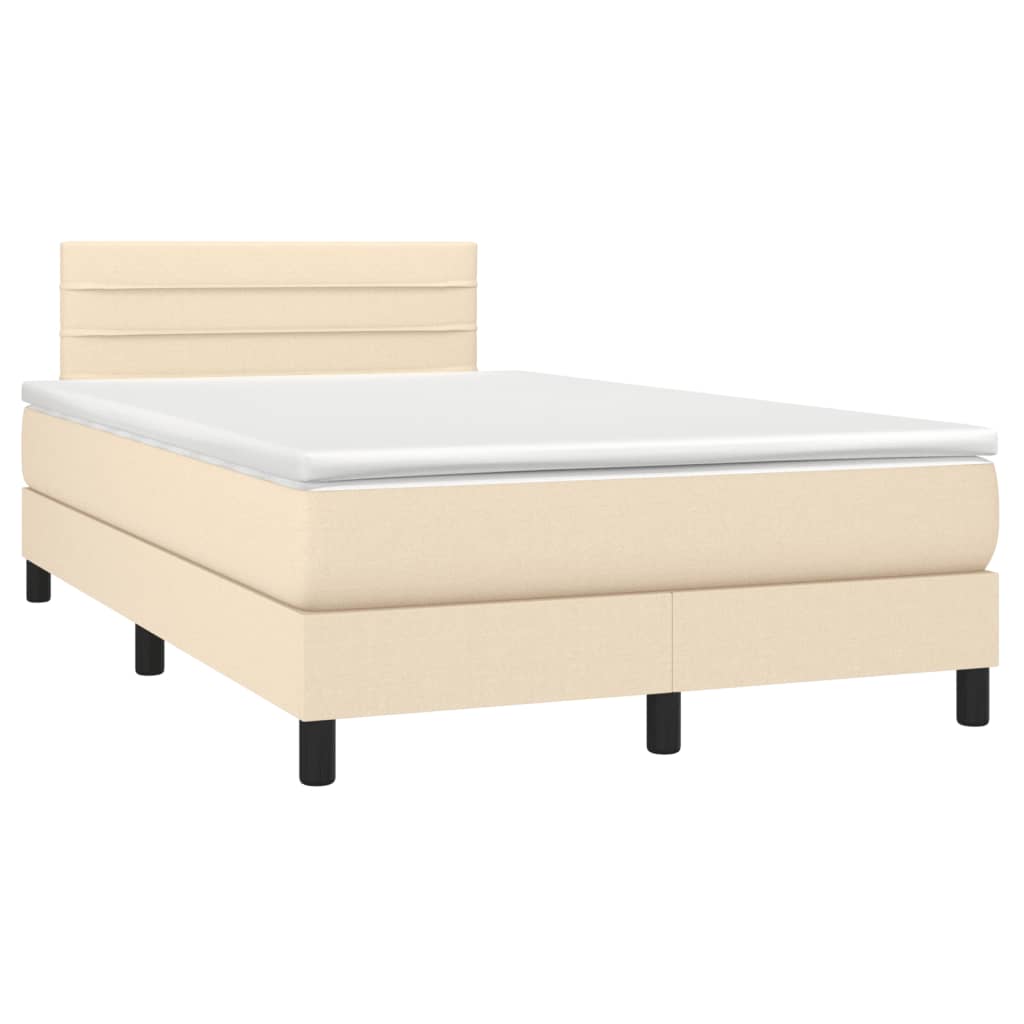 vidaXL Κρεβάτι Boxspring με Στρώμα Κρεμ 120x190 εκ. Υφασμάτινο