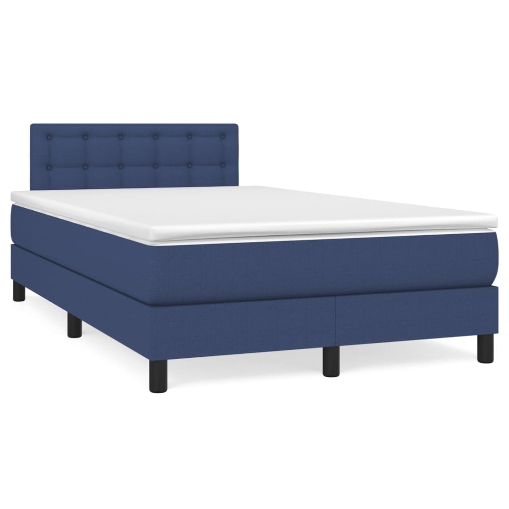 vidaXL Κρεβάτι Boxspring με Στρώμα Μπλε 120x190 εκ. Υφασμάτινο