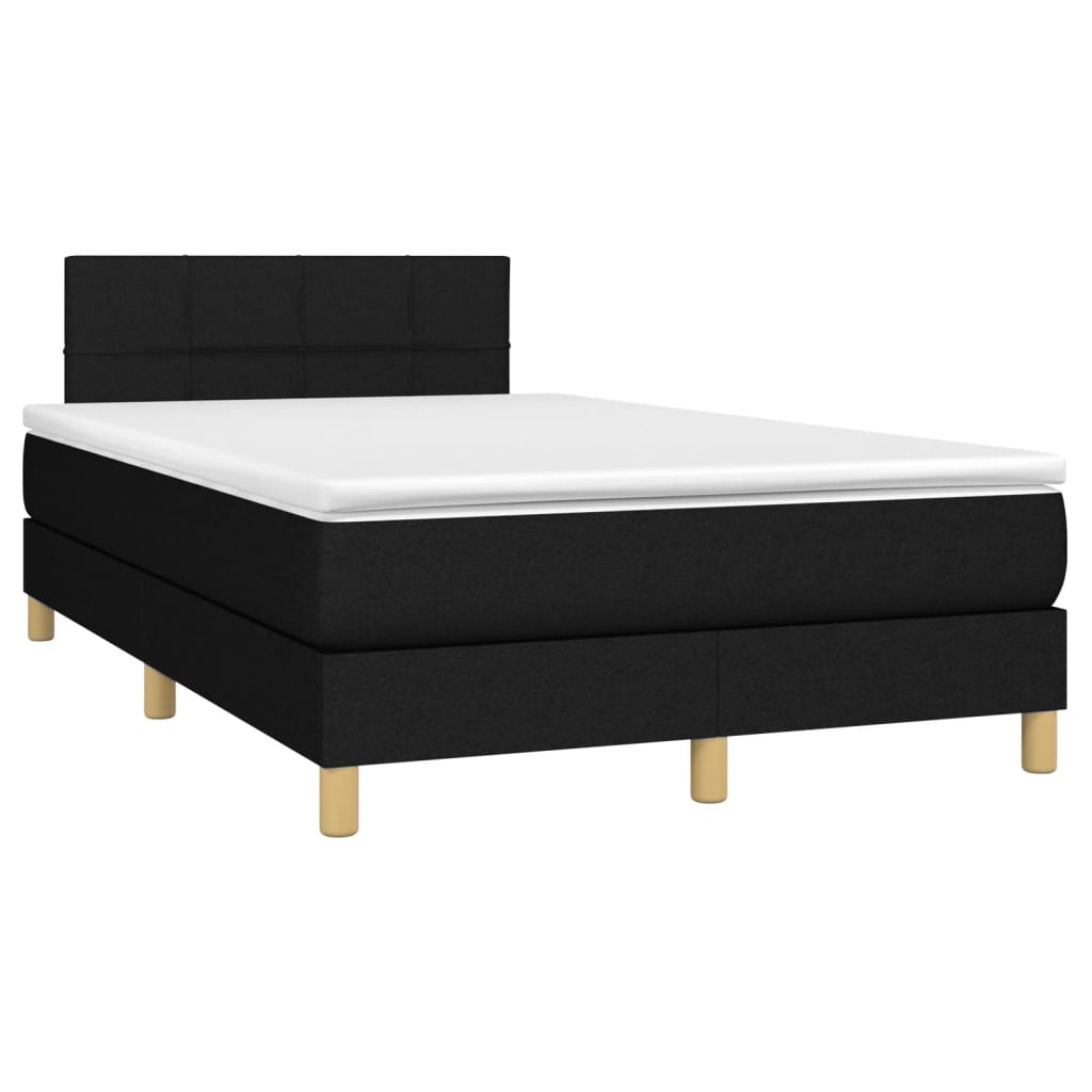 vidaXL Κρεβάτι Boxspring με Στρώμα Μαύρο 120x190 εκ. Υφασμάτινο