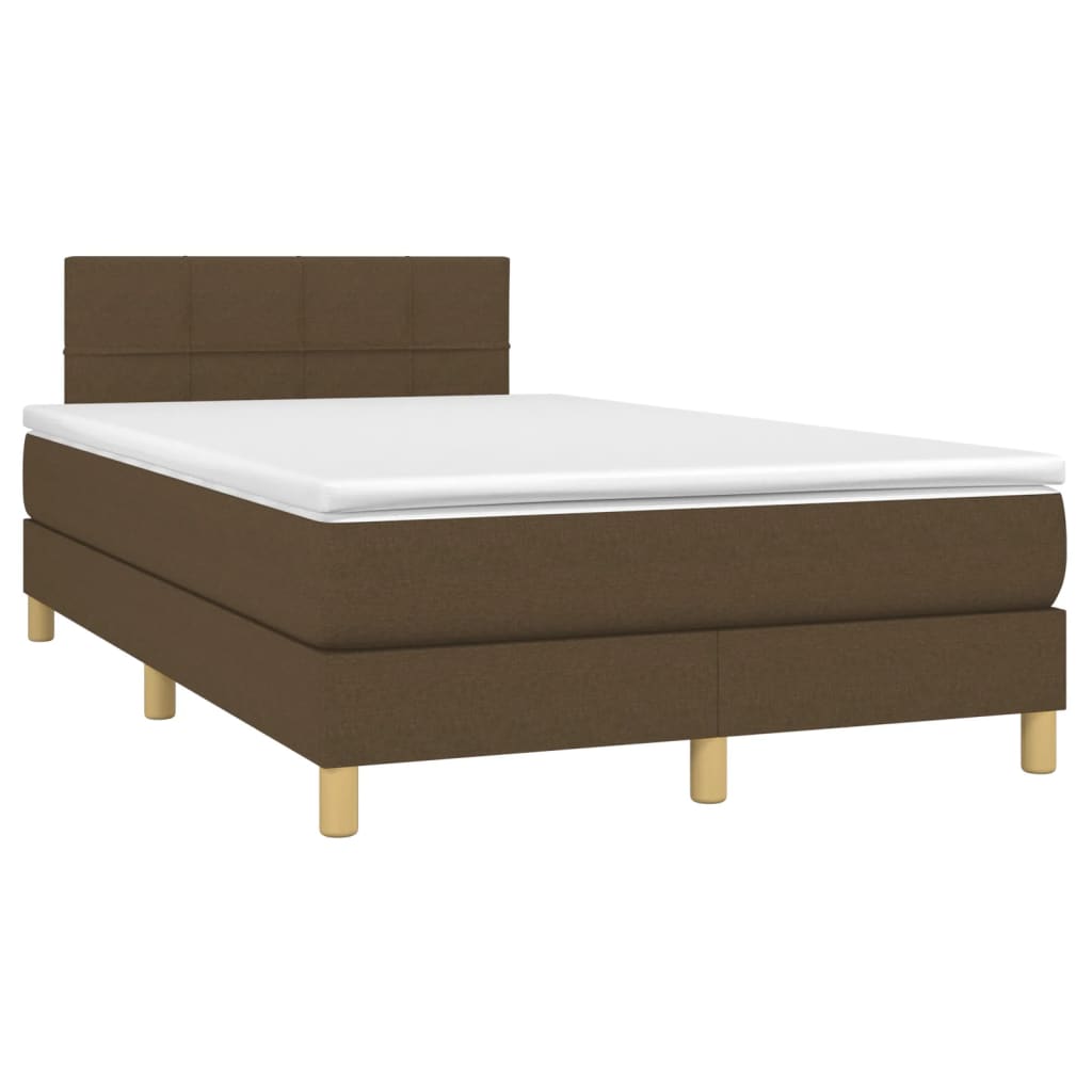 vidaXL Κρεβάτι Boxspring με Στρώμα Σκούρο Καφέ 120x190 εκ Υφασμάτινο
