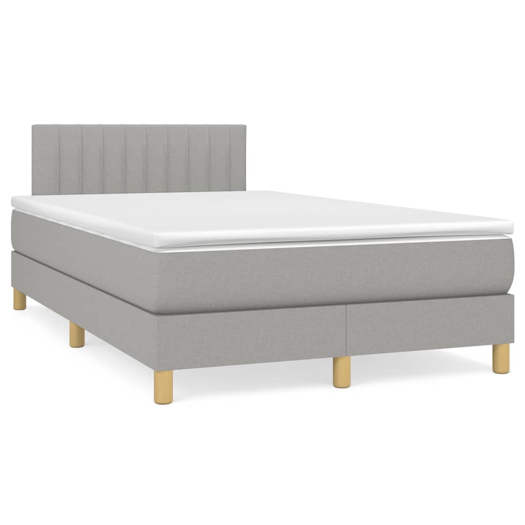 vidaXL Κρεβάτι Boxspring με Στρώμα Ανοιχτό Γκρι 120x190 εκ. Υφασμάτινο