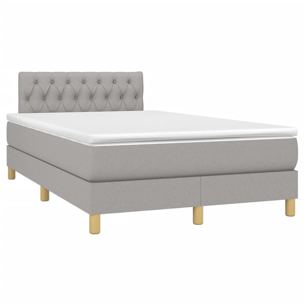 vidaXL Κρεβάτι Boxspring με Στρώμα Ανοιχτό Γκρι 120x190 εκ. Υφασμάτινο