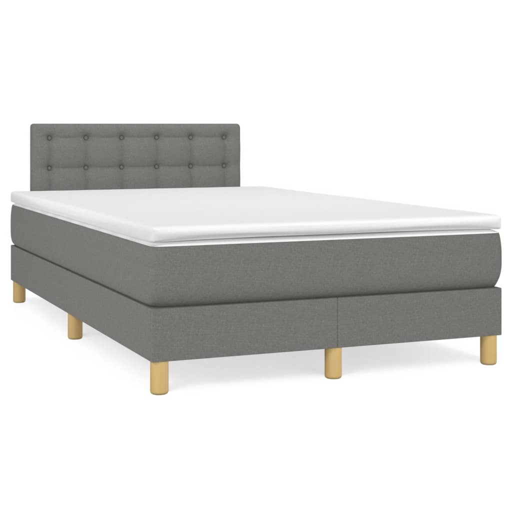 vidaXL Κρεβάτι Boxspring με Στρώμα Σκούρο Γκρι 120x190 εκ Υφασμάτινο