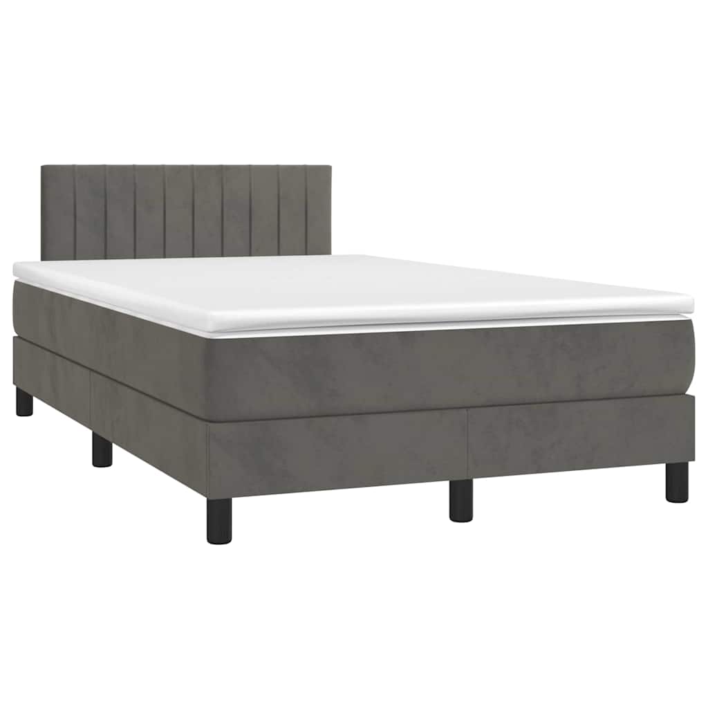 vidaXL Κρεβάτι Boxspring με Στρώμα Σκούρο Γκρι 120x190 εκ. Βελούδινο