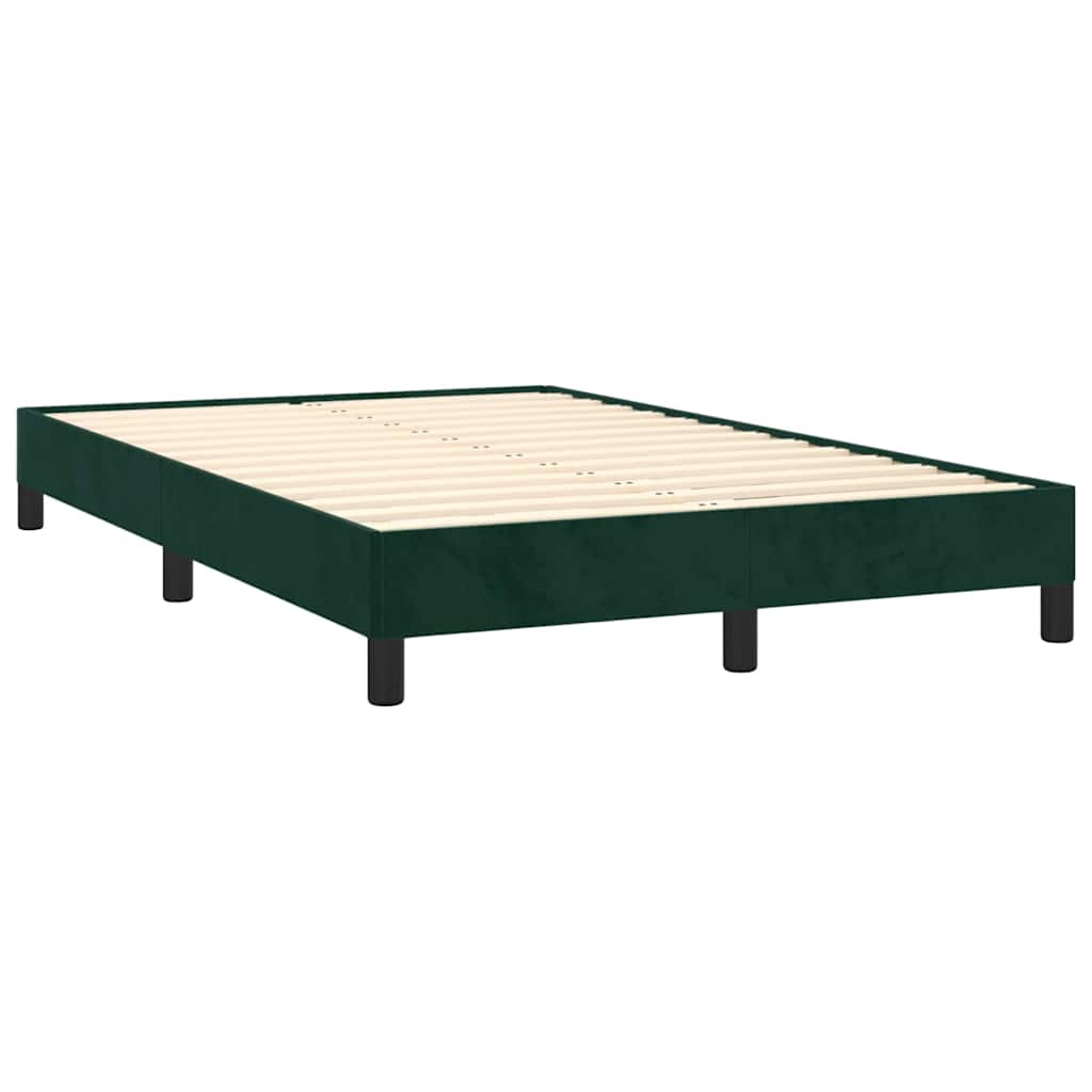 vidaXL Κρεβάτι Boxspring με Στρώμα Σκούρο Πράσινο 120x190εκ. Βελούδινο