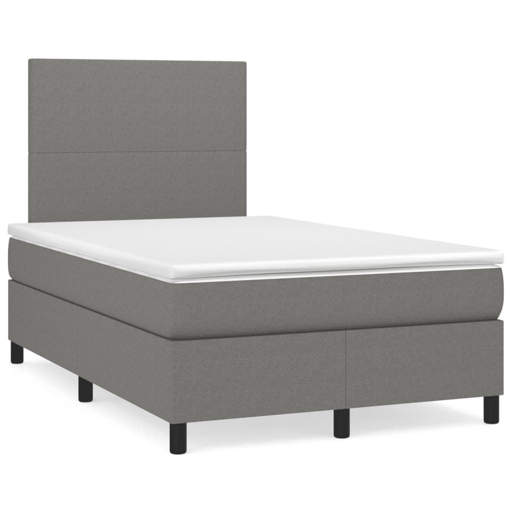 vidaXL Κρεβάτι Boxspring με Στρώμα Σκούρο Γκρι 120x190 εκ Υφασμάτινο