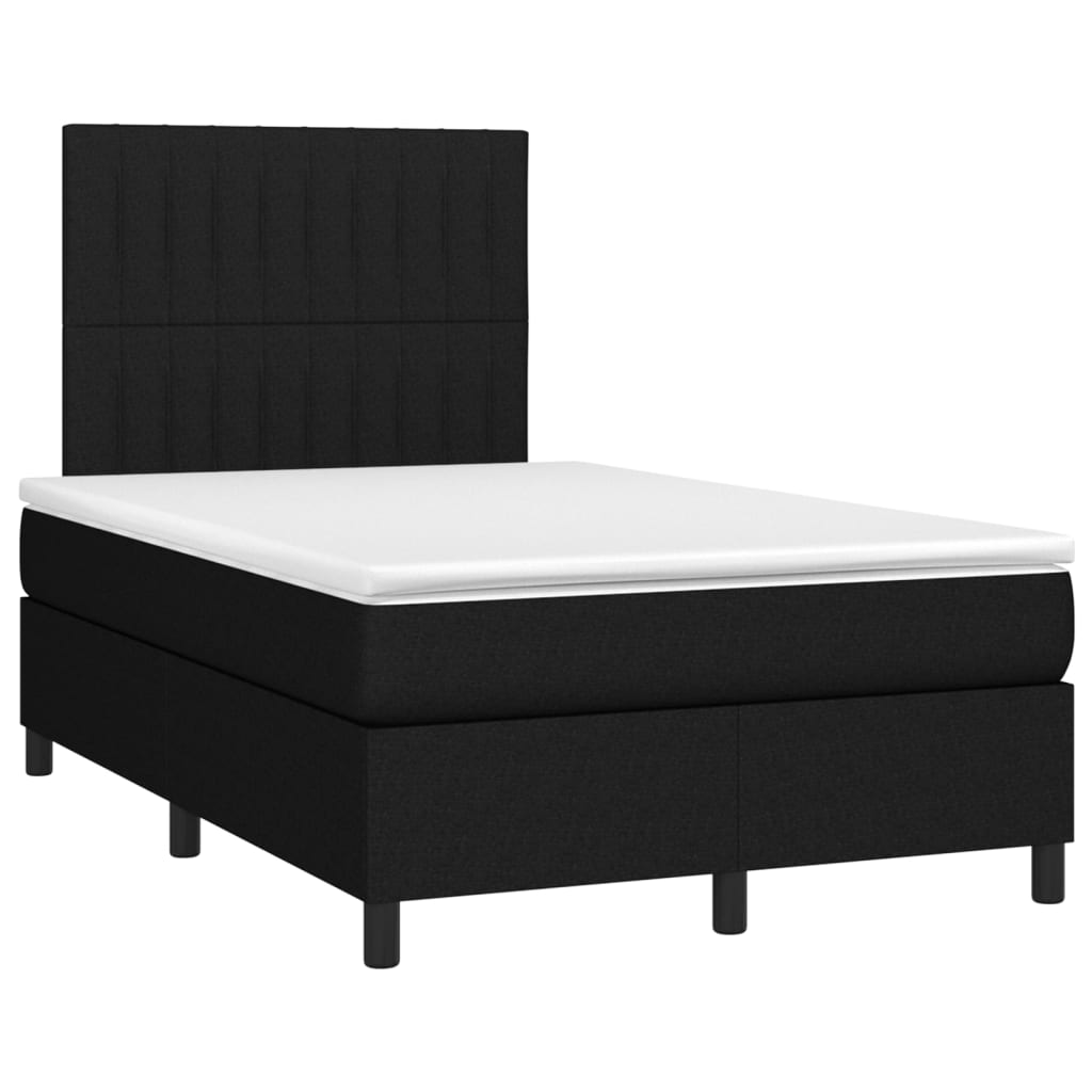 vidaXL Κρεβάτι Boxspring με Στρώμα Μαύρο 120x190 εκ. Υφασμάτινο