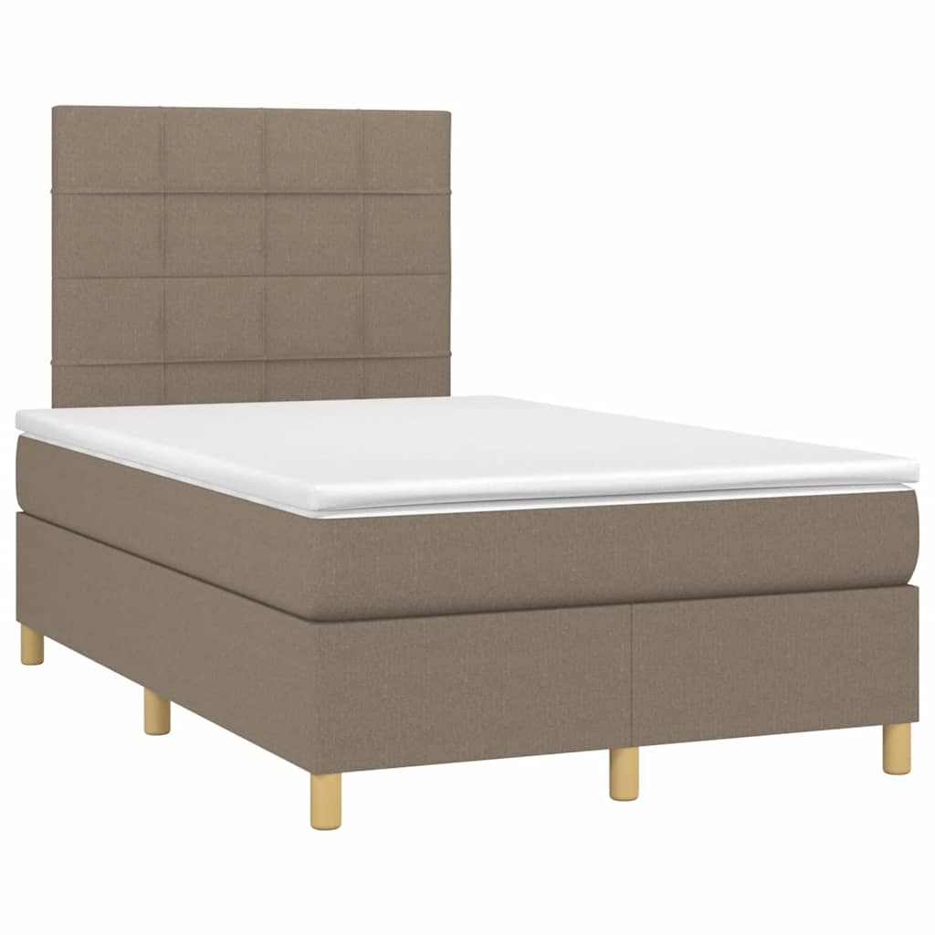 vidaXL Κρεβάτι Boxspring με Στρώμα Taupe 120x190 εκ. Υφασμάτινο