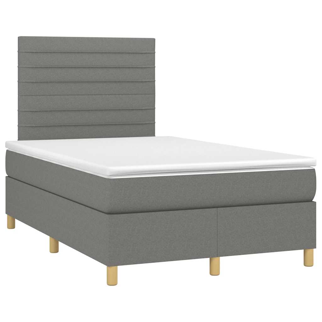 vidaXL Κρεβάτι Boxspring με Στρώμα Σκούρο Γκρι 120x190 εκ Υφασμάτινο