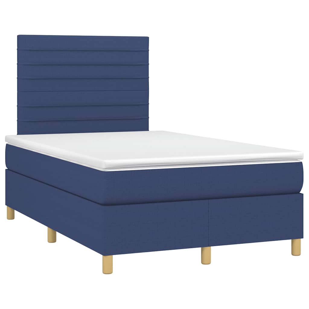 vidaXL Κρεβάτι Boxspring με Στρώμα Μπλε 120x190 εκ. Υφασμάτινο