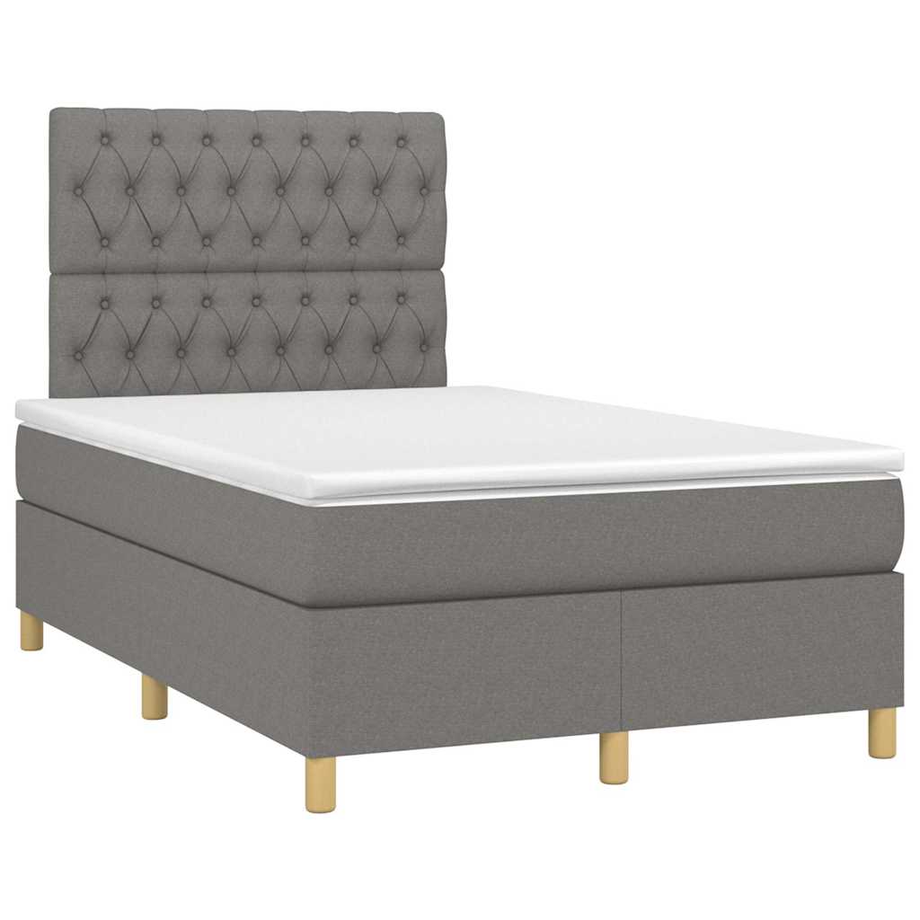 vidaXL Κρεβάτι Boxspring με Στρώμα Σκούρο Γκρι 120x190 εκ Υφασμάτινο
