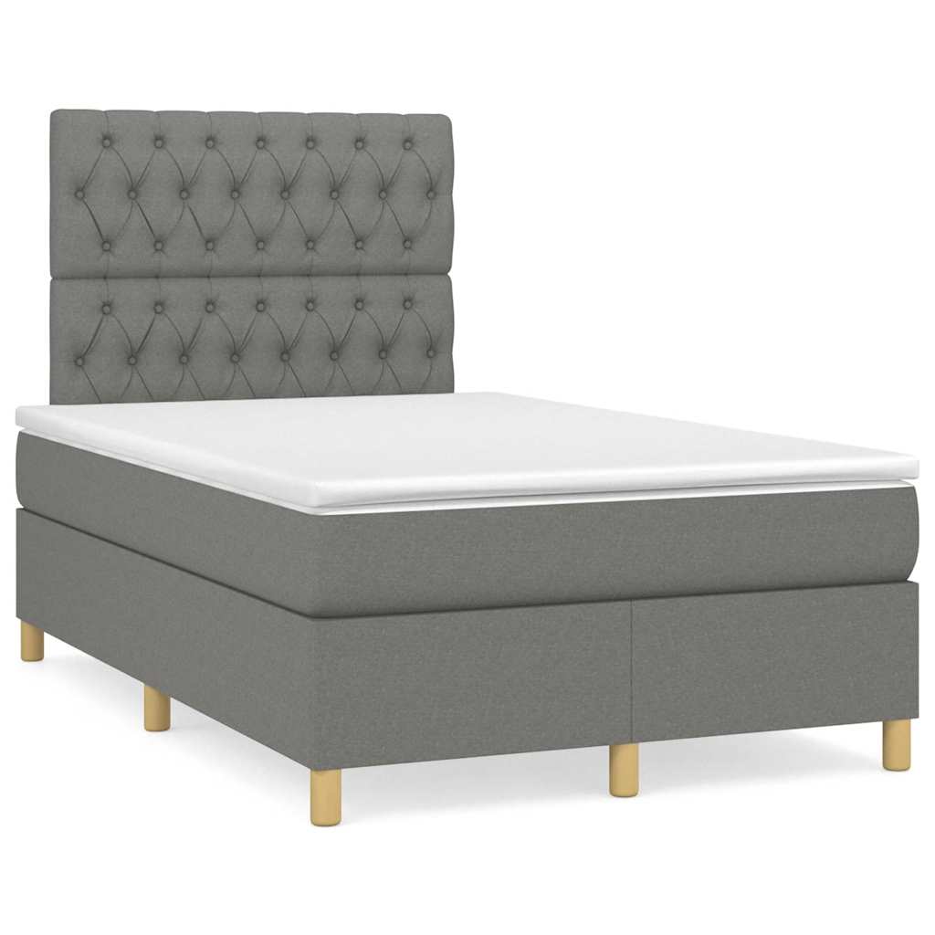 vidaXL Κρεβάτι Boxspring με Στρώμα Σκούρο Γκρι 120x190 εκ Υφασμάτινο