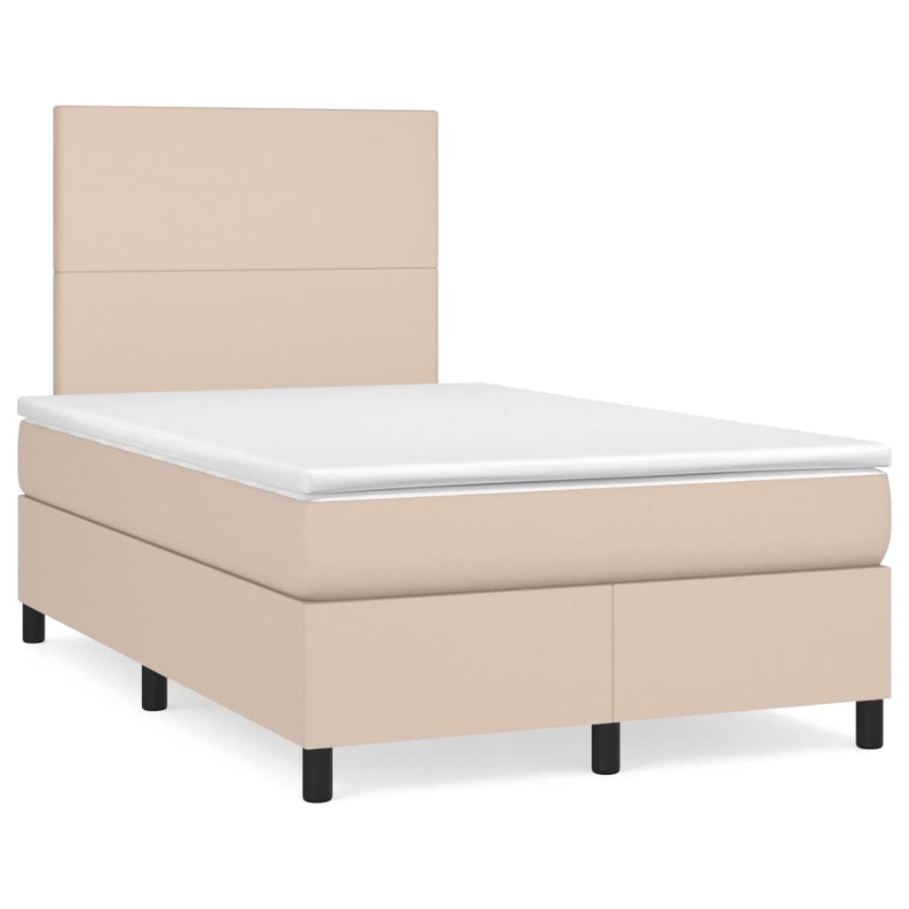 vidaXL Κρεβάτι Boxspring με Στρώμα Καπουτσίνο 120x190εκ.από Συνθ.Δέρμα
