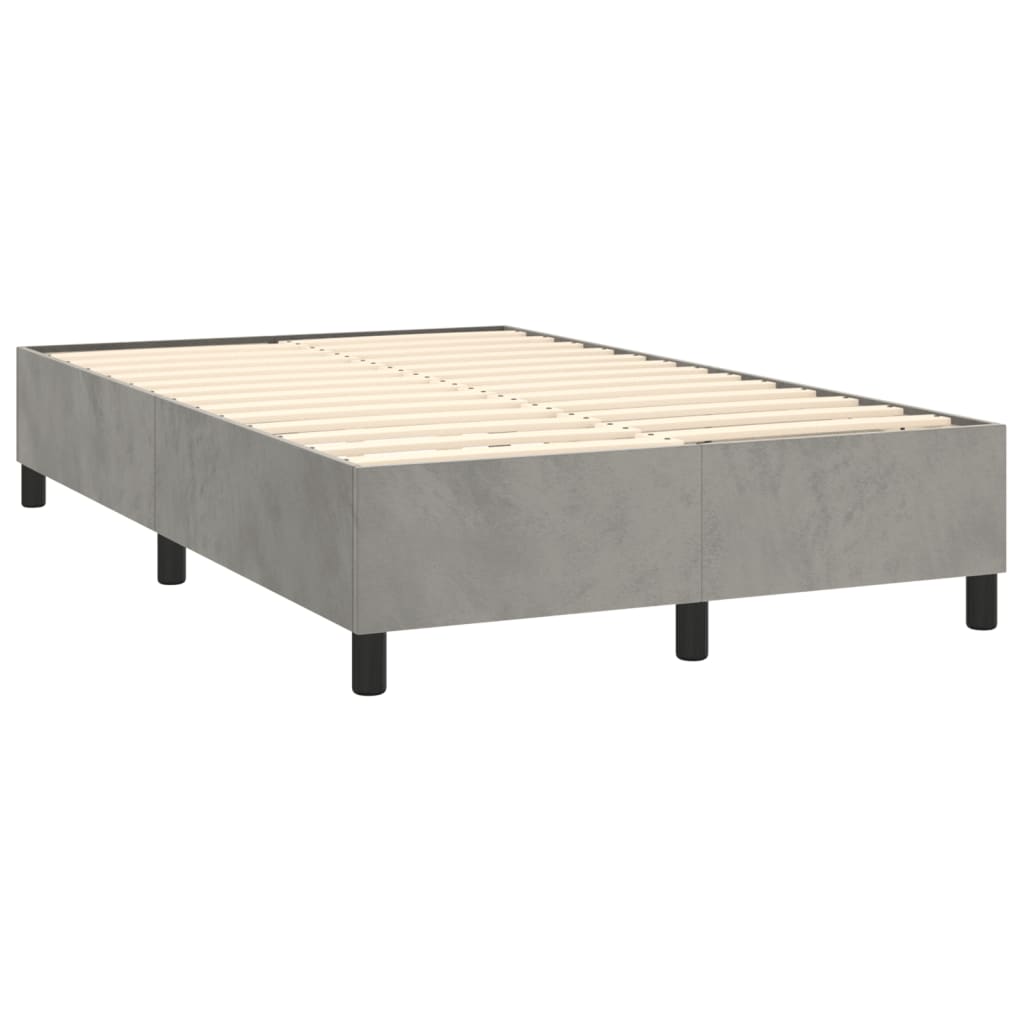 vidaXL Κρεβάτι Boxspring με Στρώμα Ανοιχτό Γκρι 120x190 εκ. Βελούδινο