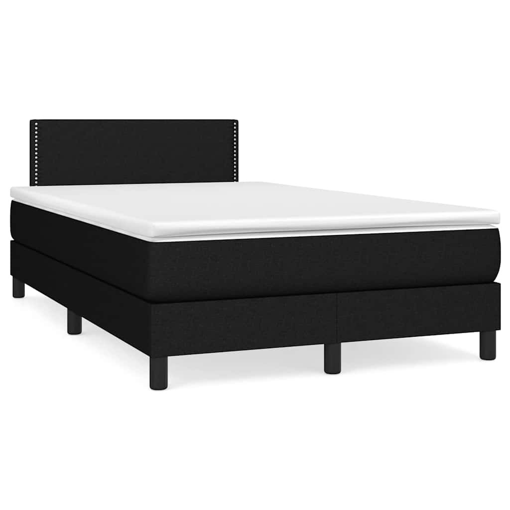 vidaXL Κρεβάτι Boxspring με Στρώμα & LED Μαύρο 120x190 εκ. Υφασμάτινο