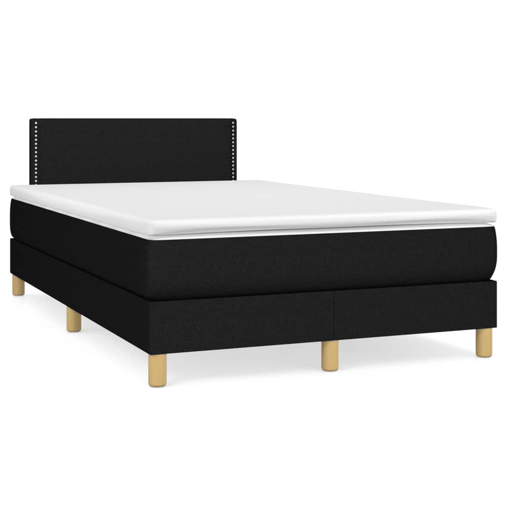 vidaXL Κρεβάτι Boxspring με Στρώμα & LED Μαύρο 120x190 εκ. Υφασμάτινο