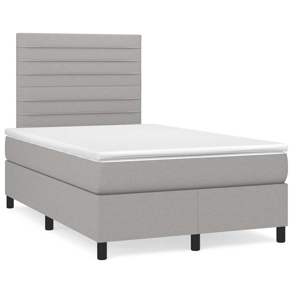 vidaXL Κρεβάτι Boxspring με Στρώμα & LED Αν.Γκρι 120x190εκ. Υφασμάτινο