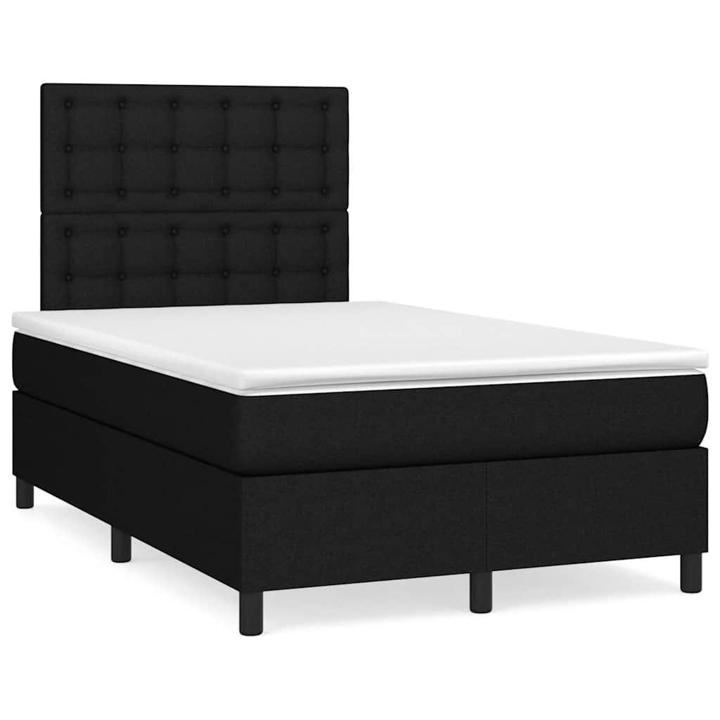vidaXL Κρεβάτι Boxspring με Στρώμα & LED Μαύρο 120x190 εκ. Υφασμάτινο