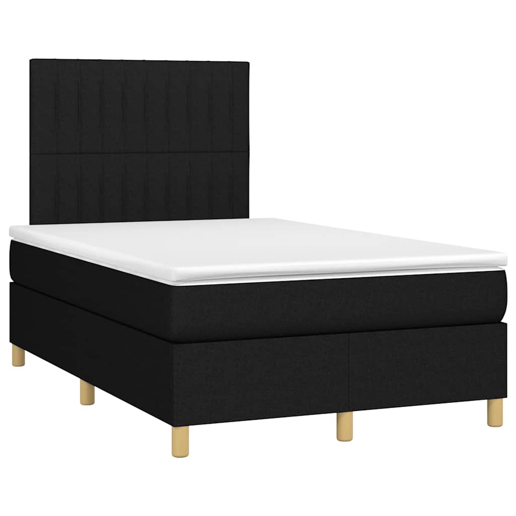 vidaXL Κρεβάτι Boxspring με Στρώμα & LED Μαύρο 120x190 εκ. Υφασμάτινο